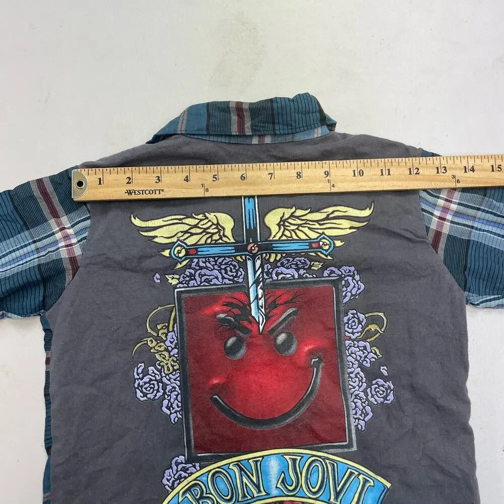 Recycled Lola & James Bon Jovi boy's layered shirt/plaid boys size 7 yrs.